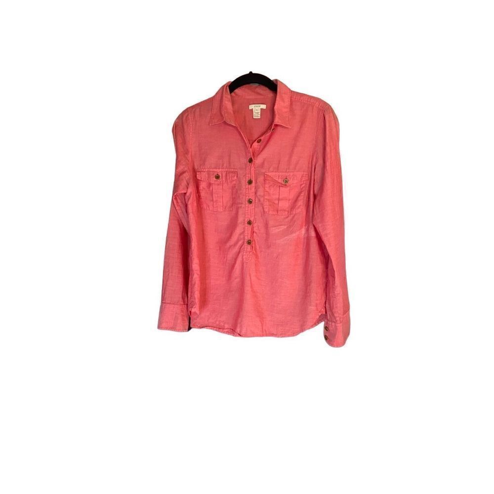 J.Crew women’s salmon colored pull over button-down blouse size XS